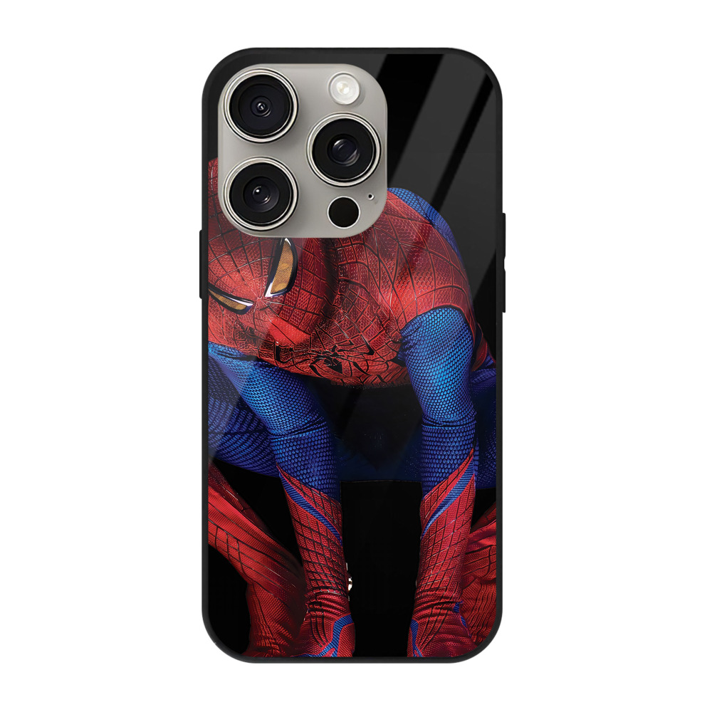 Spider Man スパイダーマン 【iPhone15Pro対応】スマホケース 耐衝撃＆黄変防止 背面ガラス