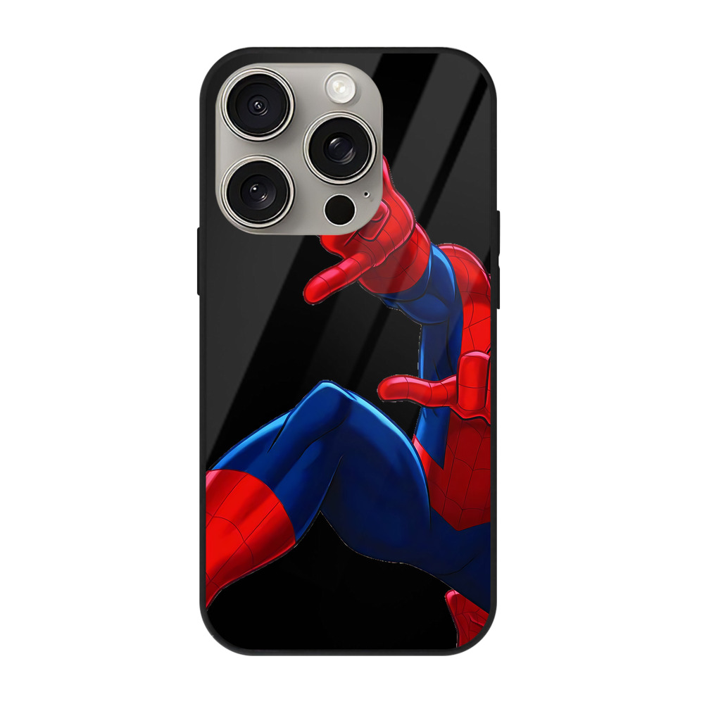 （画像用） Spider Man スパイダーマン 【iPhone15Pro対応】スマホケース 耐衝撃＆黄変防止 背面ガラス
