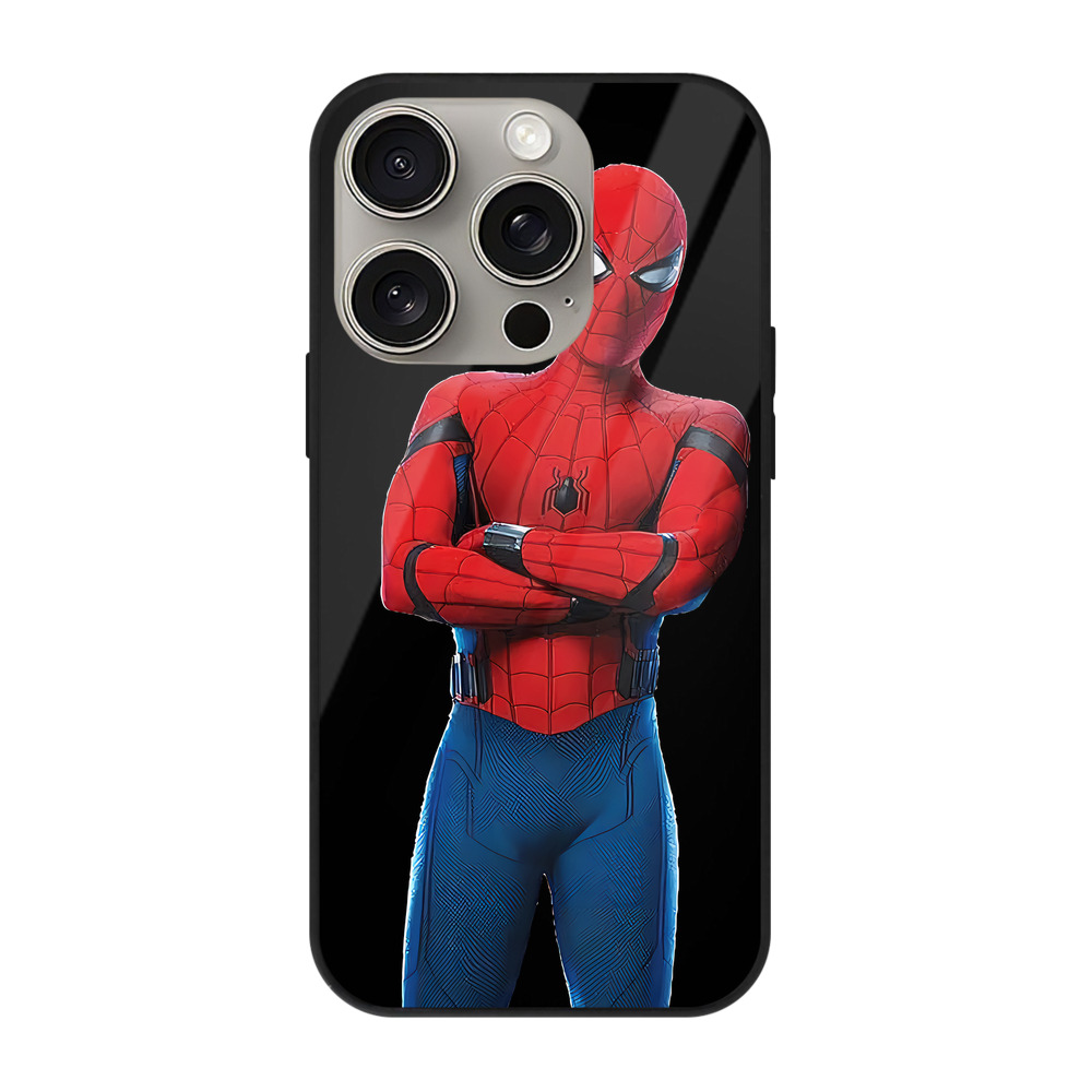 Spider Man スパイダーマン 【iPhone15Pro対応】スマホケース 耐衝撃＆黄変防止 背面ガラス