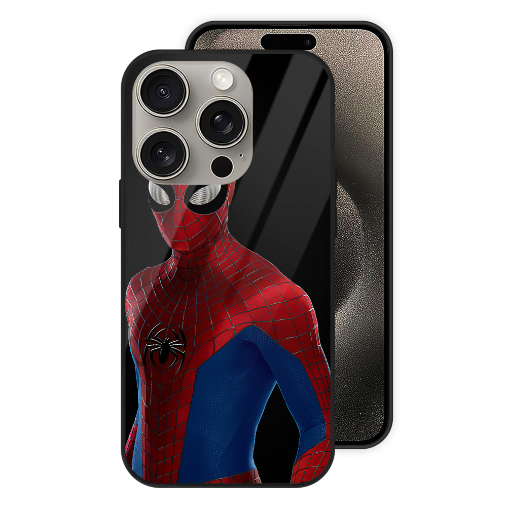 （画像用） Spider Man スパイダーマン 【iPhone15Pro対応】スマホケース 耐衝撃＆黄変防止 背面ガラス