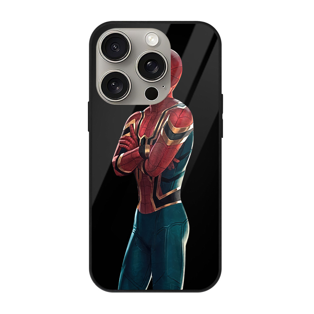 Spider Man スパイダーマン 【iPhone15Pro対応】スマホケース 耐衝撃＆黄変防止 背面ガラス
