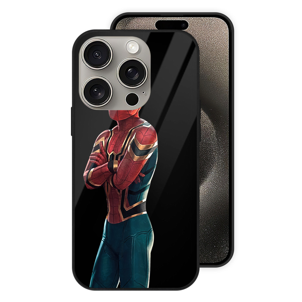 Spider Man スパイダーマン 【iPhone15Pro対応】スマホケース 耐衝撃＆黄変防止 背面ガラス