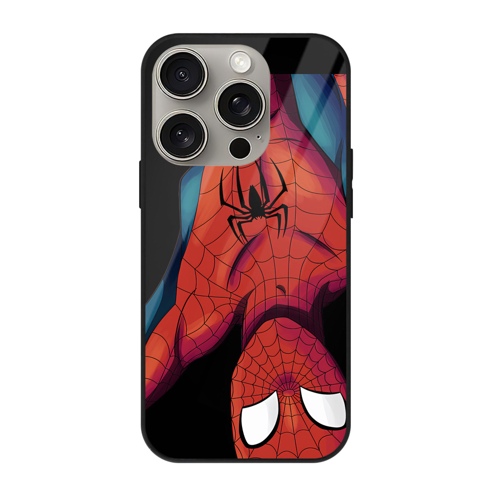 Spider Man スパイダーマン 【iPhone15Pro対応】スマホケース 耐衝撃＆黄変防止 背面ガラス