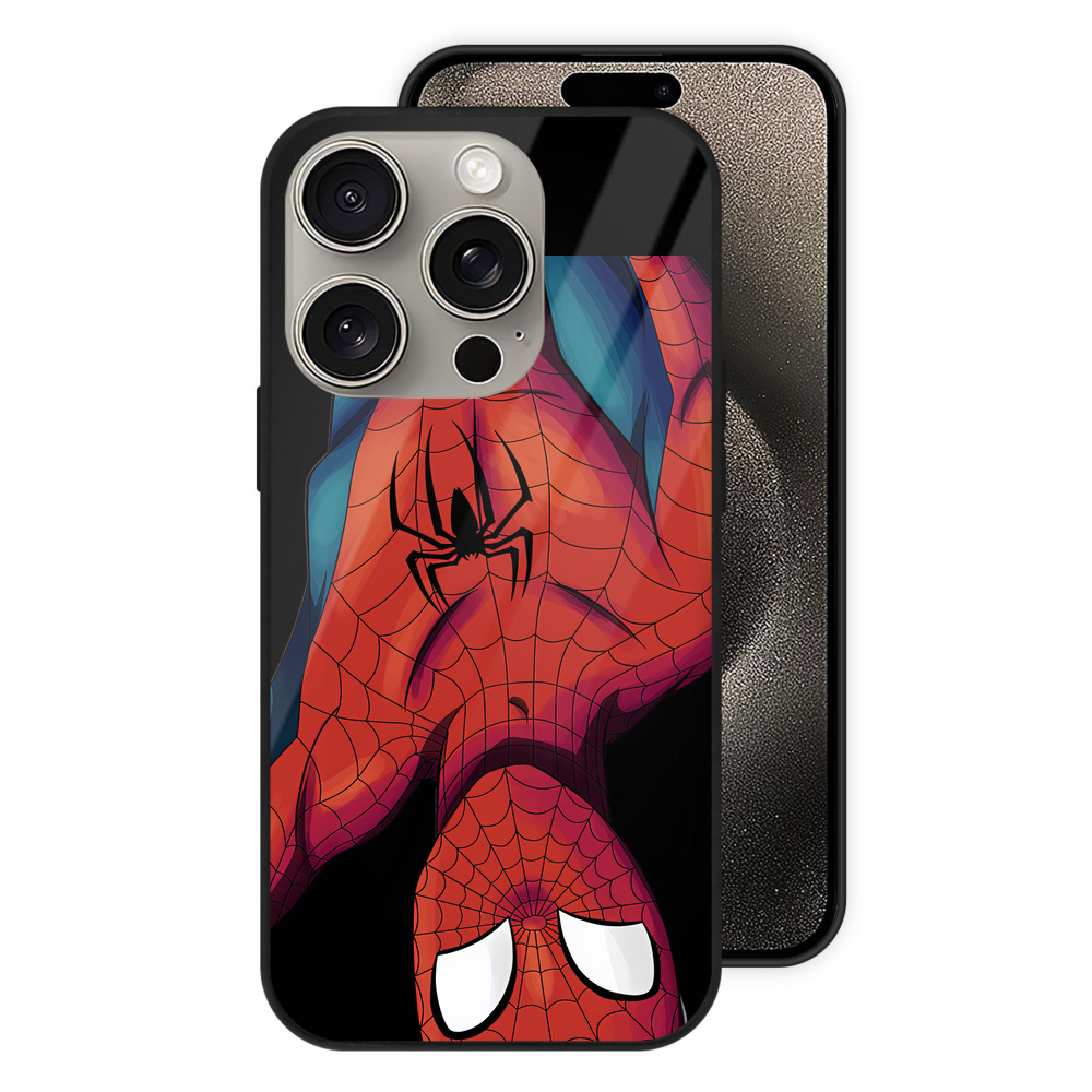 Spider Man スパイダーマン 【iPhone15Pro対応】スマホケース 耐衝撃＆黄変防止 背面ガラス