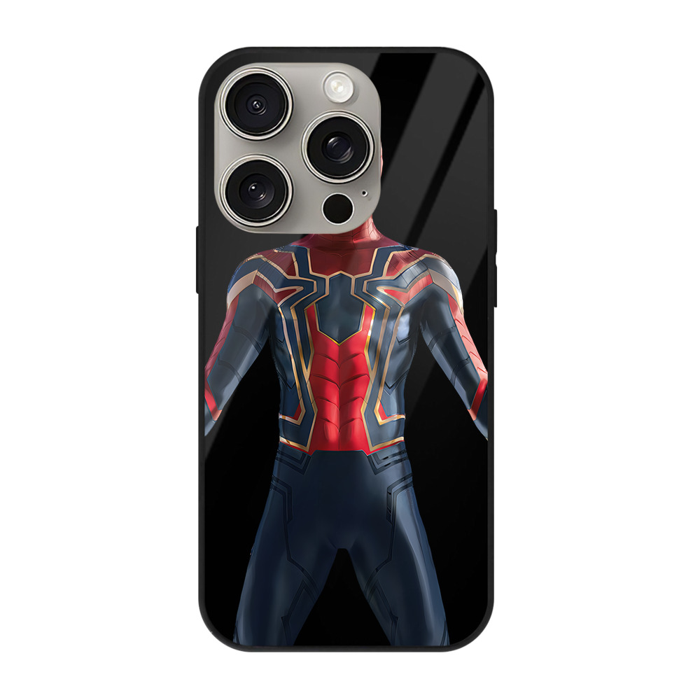 Spider Man スパイダーマン 【iPhone15Pro対応】スマホケース 耐衝撃＆黄変防止 背面ガラス