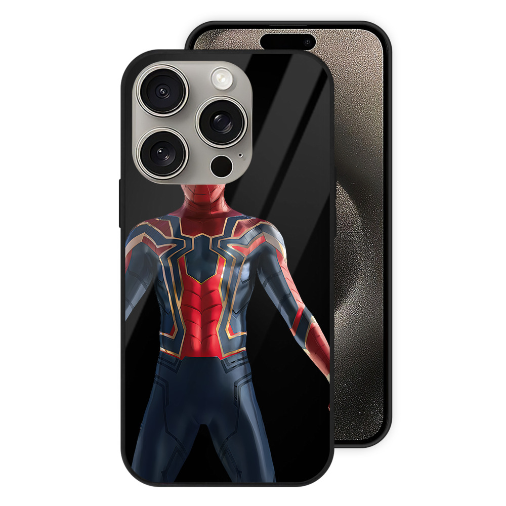 Spider Man スパイダーマン 【iPhone15Pro対応】スマホケース 耐衝撃＆黄変防止 背面ガラス