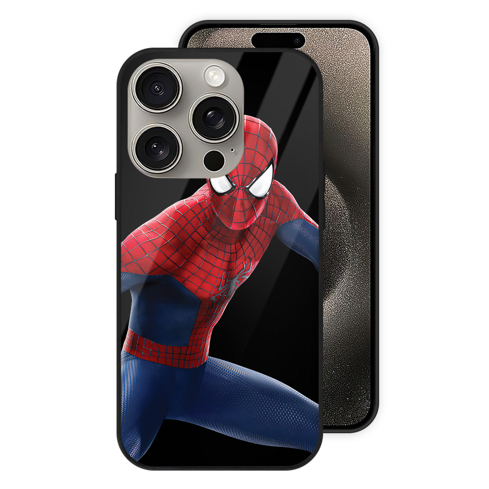Spider Man スパイダーマン 【iPhone15Pro対応】スマホケース 耐衝撃＆黄変防止 背面ガラス