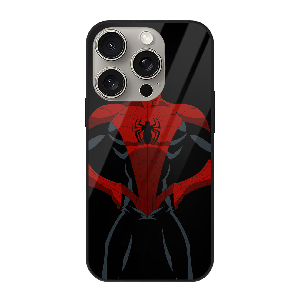 Spider Man スパイダーマン 【iPhone15Pro対応】スマホケース 耐衝撃＆黄変防止 背面ガラス