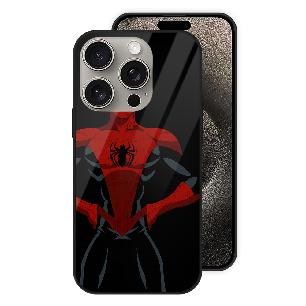 Spider Man スパイダーマン 【iPhone15Pro対応】スマホケース 耐衝撃＆黄変防止 背面ガラス