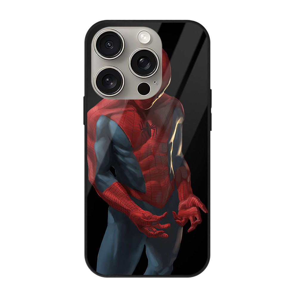 Spider Man スパイダーマン 【iPhone15Pro対応】スマホケース 耐衝撃＆黄変防止 背面ガラス