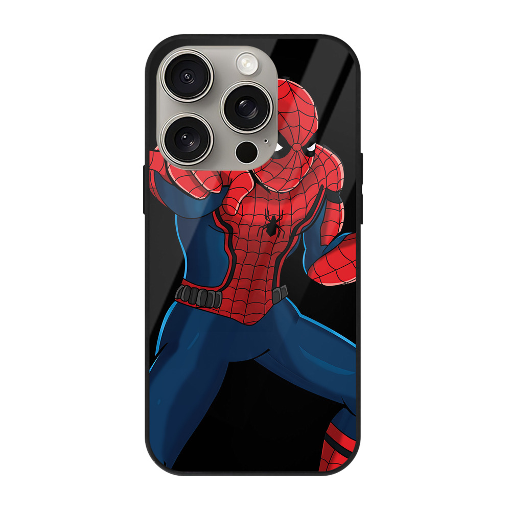 （画像用） Spider Man スパイダーマン 【iPhone15Pro対応】スマホケース 耐衝撃＆黄変防止 背面ガラス