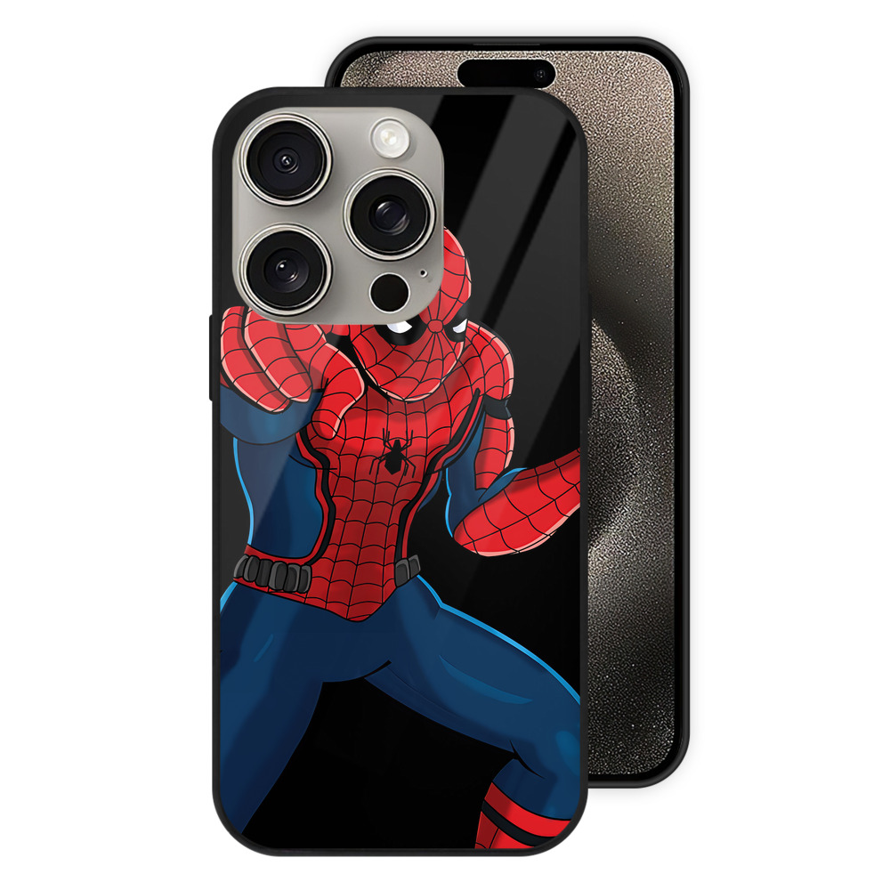 （画像用） Spider Man スパイダーマン 【iPhone15Pro対応】スマホケース 耐衝撃＆黄変防止 背面ガラス