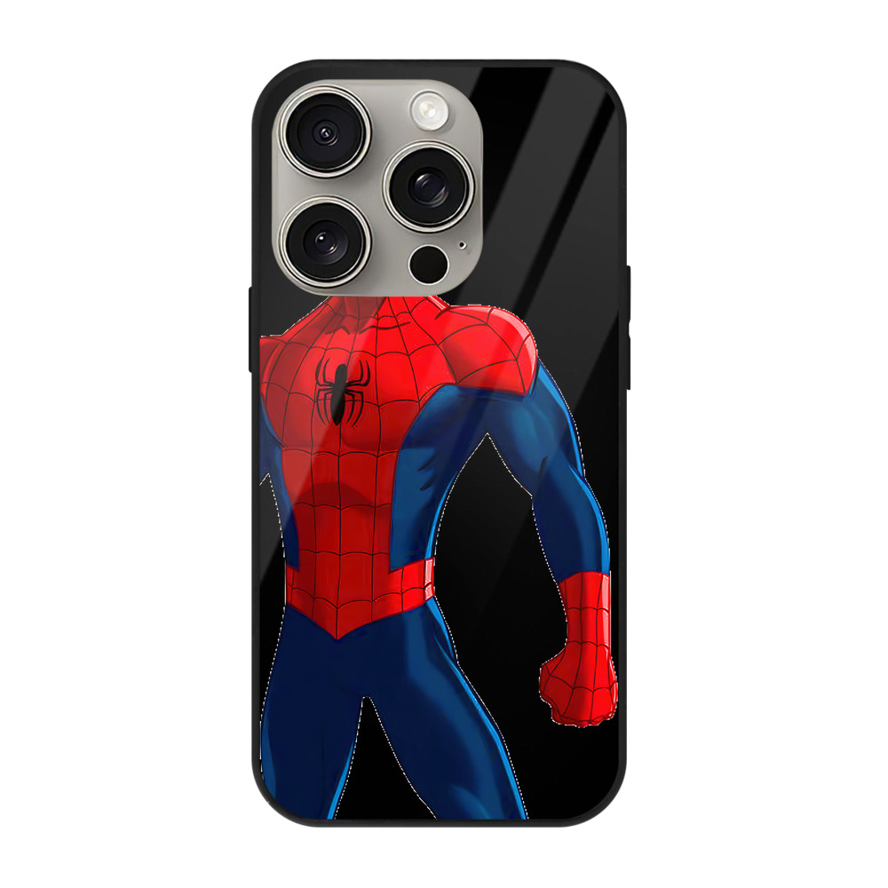 Spider Man スパイダーマン 【iPhone15Pro対応】スマホケース 耐衝撃＆黄変防止 背面ガラス