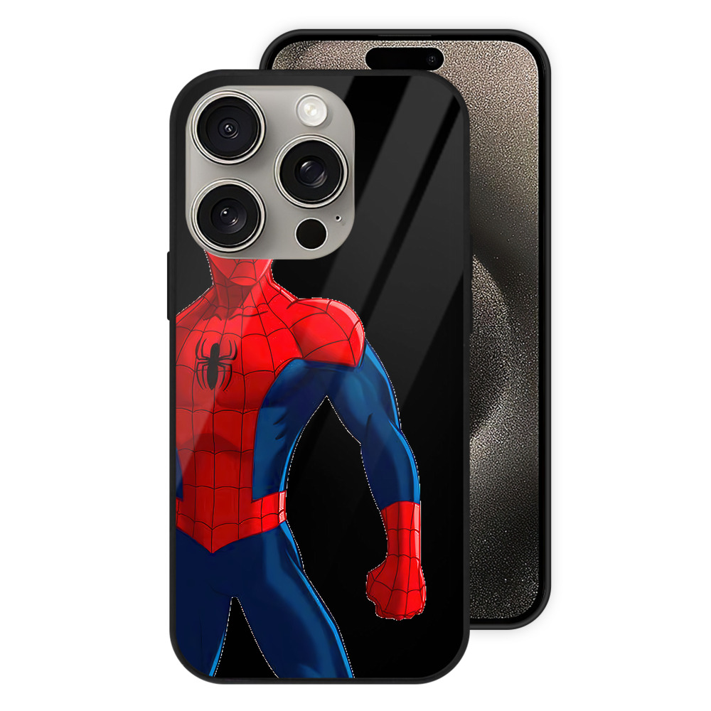 Spider Man スパイダーマン 【iPhone15Pro対応】スマホケース 耐衝撃＆黄変防止 背面ガラス