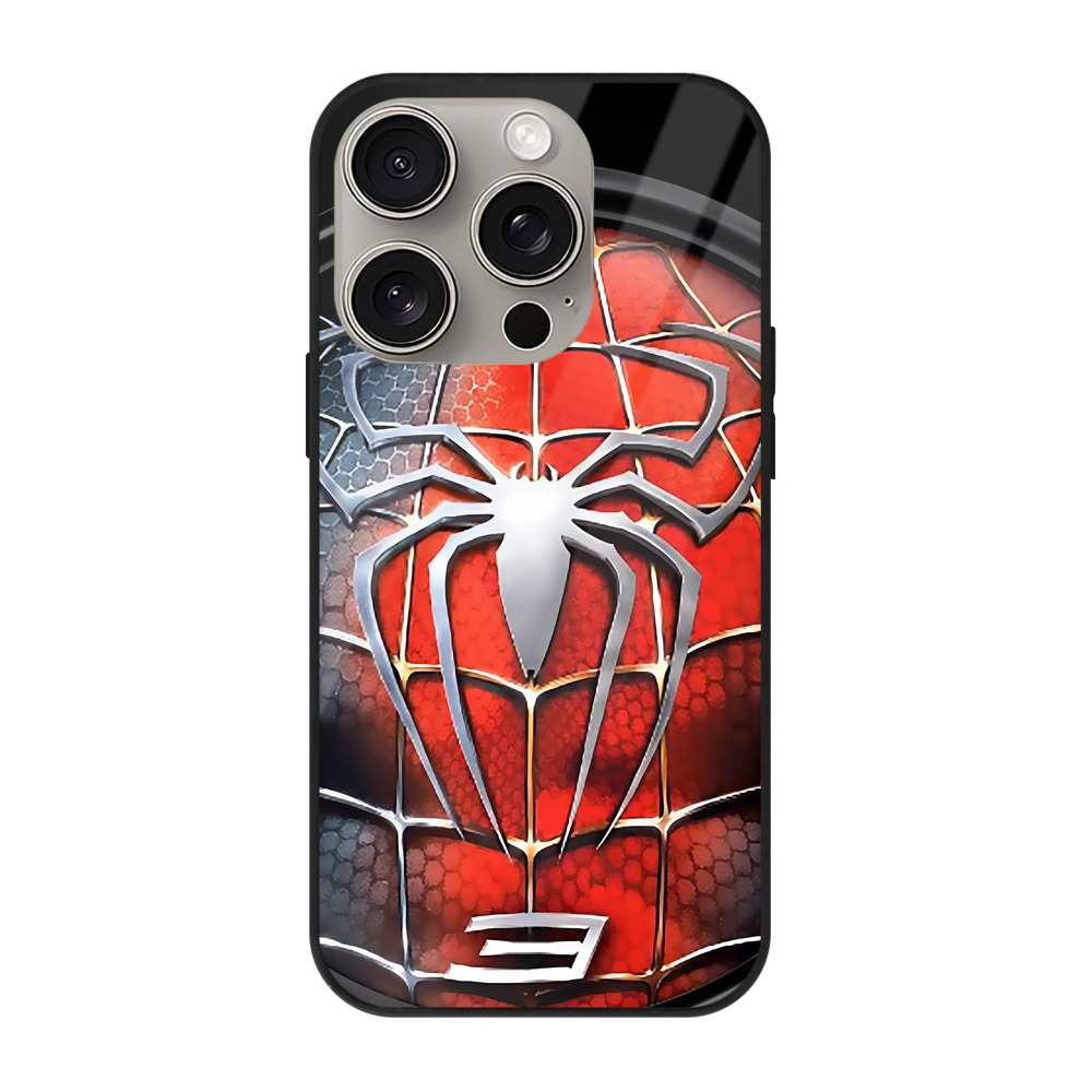 （画像用） Spider Man スパイダーマン 【iPhone15Pro対応】スマホケース 耐衝撃＆黄変防止 背面ガラス