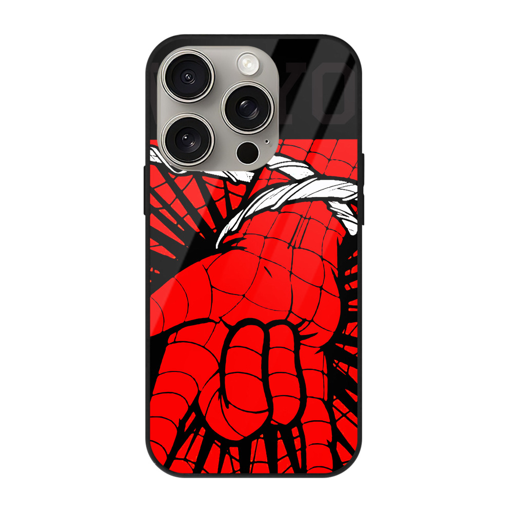 （画像用） Spider Man スパイダーマン 【iPhone15Pro対応】スマホケース 耐衝撃＆黄変防止 背面ガラス
