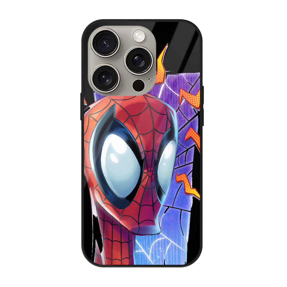 Spider Man スパイダーマン 【iPhone15Pro対応】スマホケース 耐衝撃＆黄変防止 背面ガラス