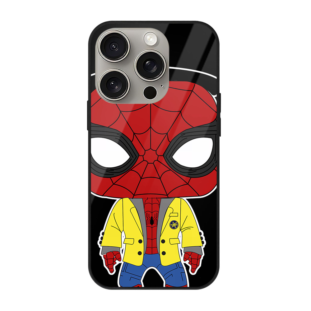 Spider Man スパイダーマン 【iPhone15Pro対応】スマホケース 耐衝撃＆黄変防止 背面ガラス