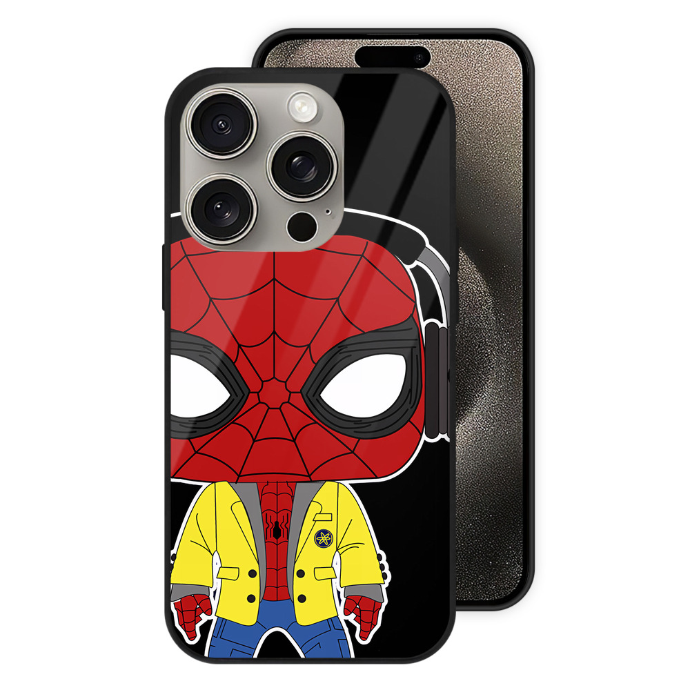 Spider Man スパイダーマン 【iPhone15Pro対応】スマホケース 耐衝撃＆黄変防止 背面ガラス