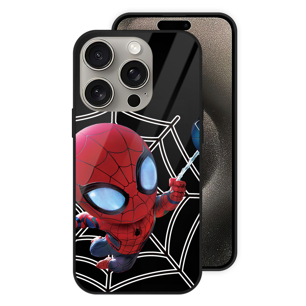 Spider Man スパイダーマン 【iPhone15Pro対応】スマホケース 耐衝撃＆黄変防止 背面ガラス