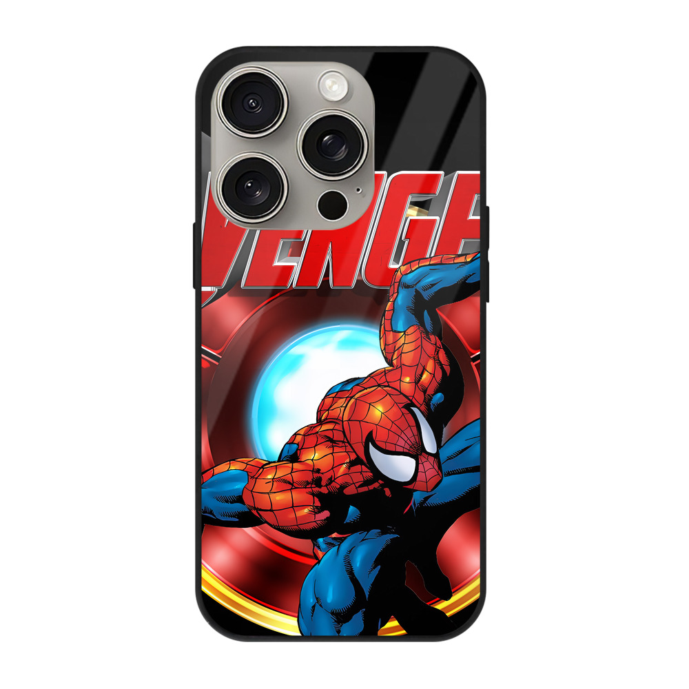 （画像用） Spider Man スパイダーマン 【iPhone15Pro対応】スマホケース 耐衝撃＆黄変防止 背面ガラス