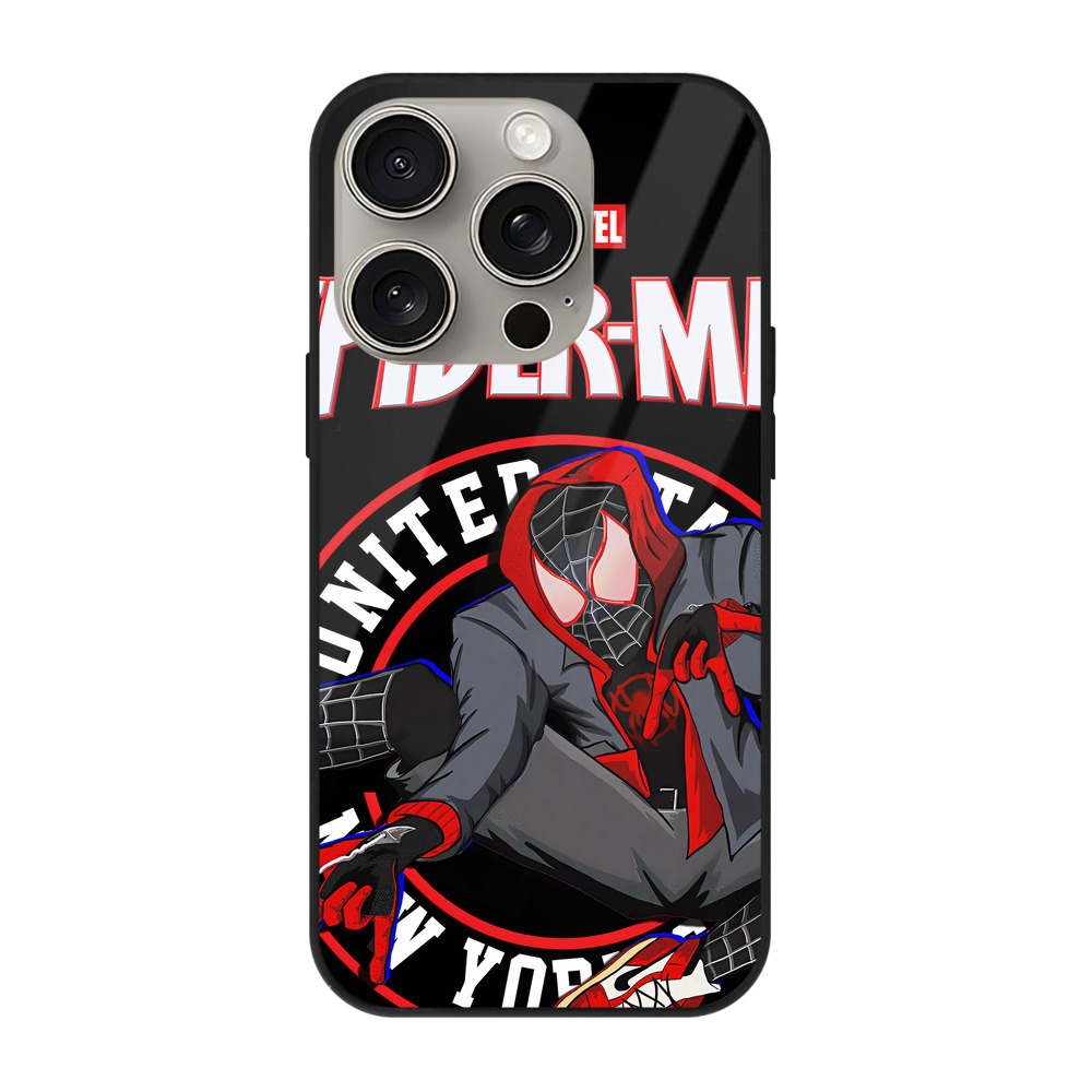 Spider Man スパイダーマン 【iPhone15Pro対応】スマホケース 耐衝撃＆黄変防止 背面ガラス