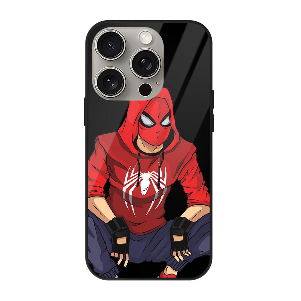 （画像用） Spider Man スパイダーマン 【iPhone15Pro対応】スマホケース 耐衝撃＆黄変防止 背面ガラス
