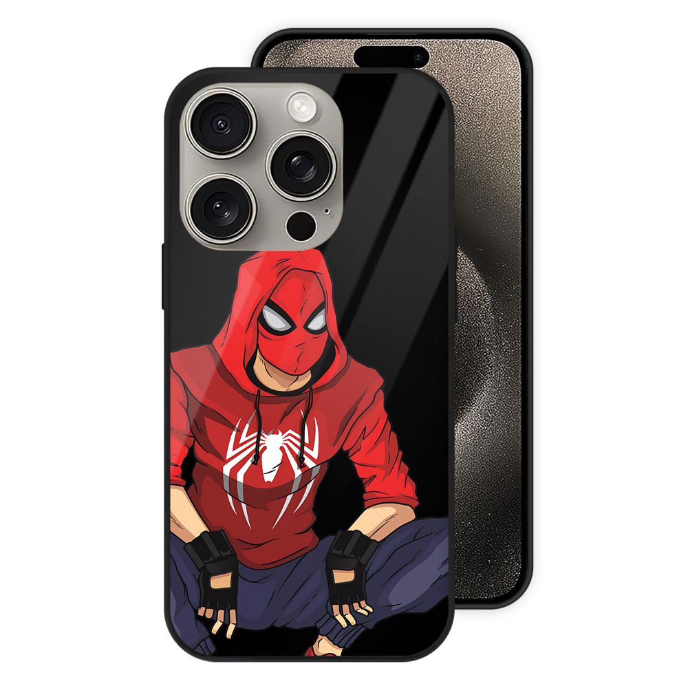 （画像用） Spider Man スパイダーマン 【iPhone15Pro対応】スマホケース 耐衝撃＆黄変防止 背面ガラス