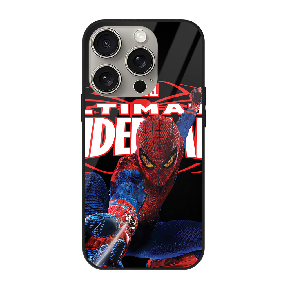 （画像用） Spider Man スパイダーマン 【iPhone15Pro対応】スマホケース 耐衝撃＆黄変防止 背面ガラス