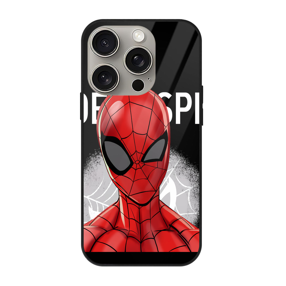 （画像用） Spider Man スパイダーマン 【iPhone15Pro対応】スマホケース 耐衝撃＆黄変防止 背面ガラス