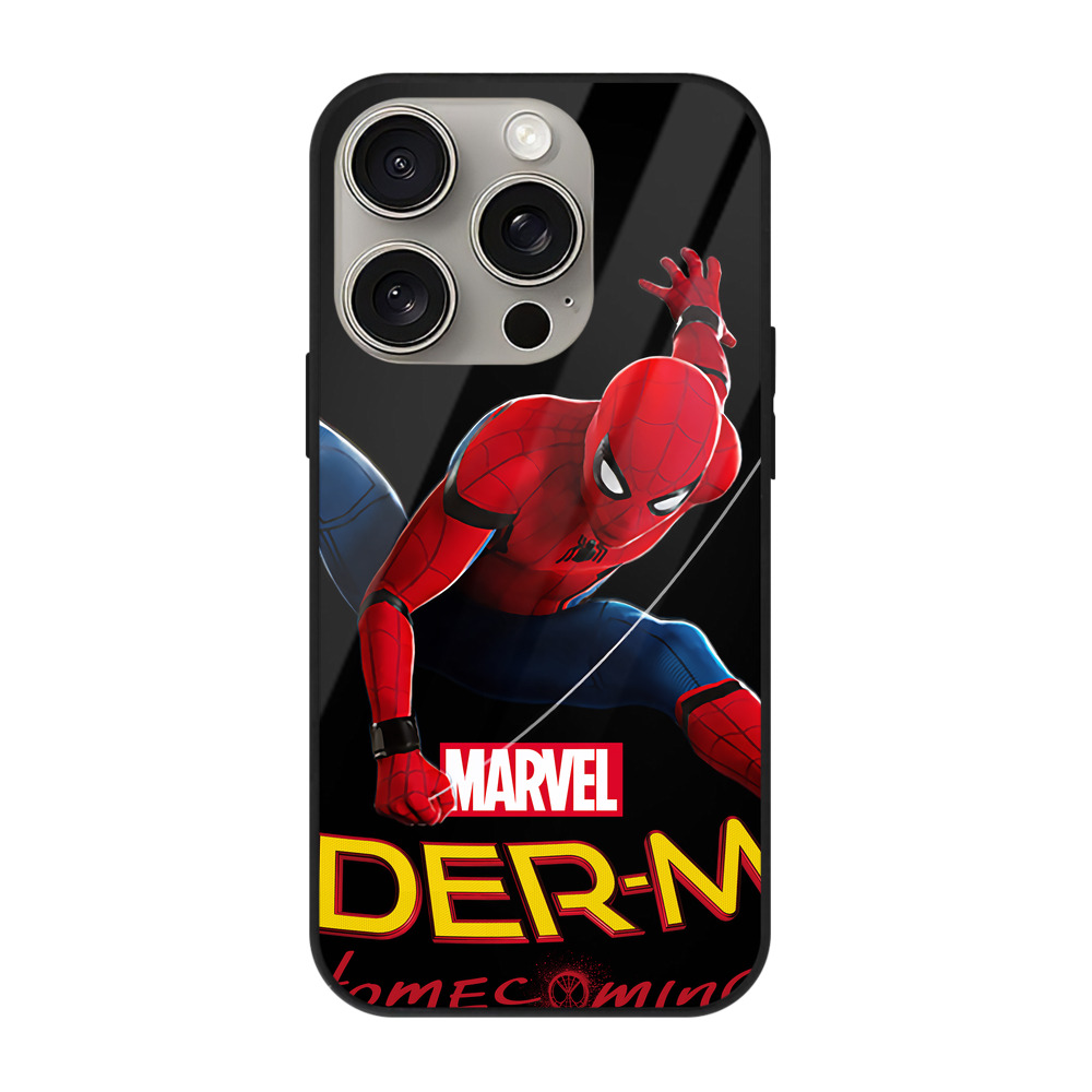 （画像用） Spider Man スパイダーマン 【iPhone15Pro対応】スマホケース 耐衝撃＆黄変防止 背面ガラス