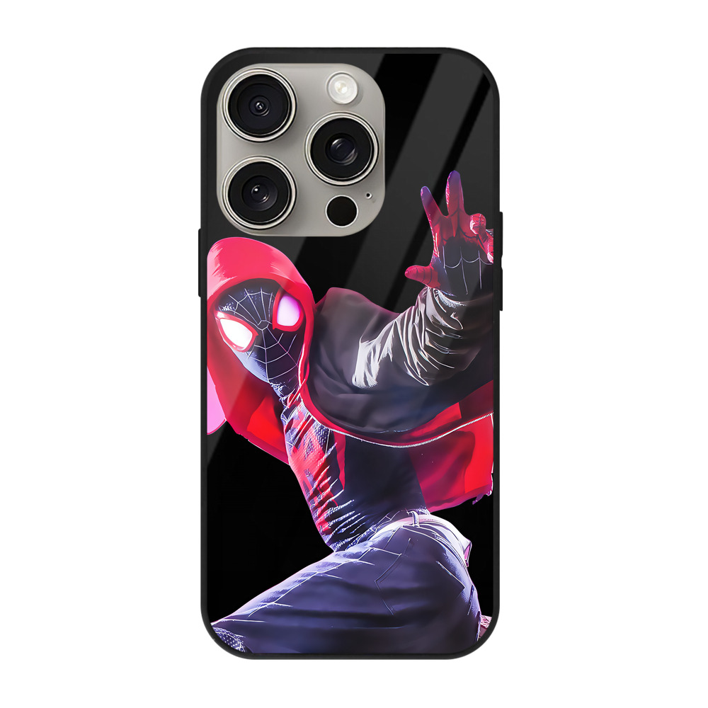 Spider Man スパイダーマン 【iPhone15Pro対応】スマホケース 耐衝撃＆黄変防止 背面ガラス