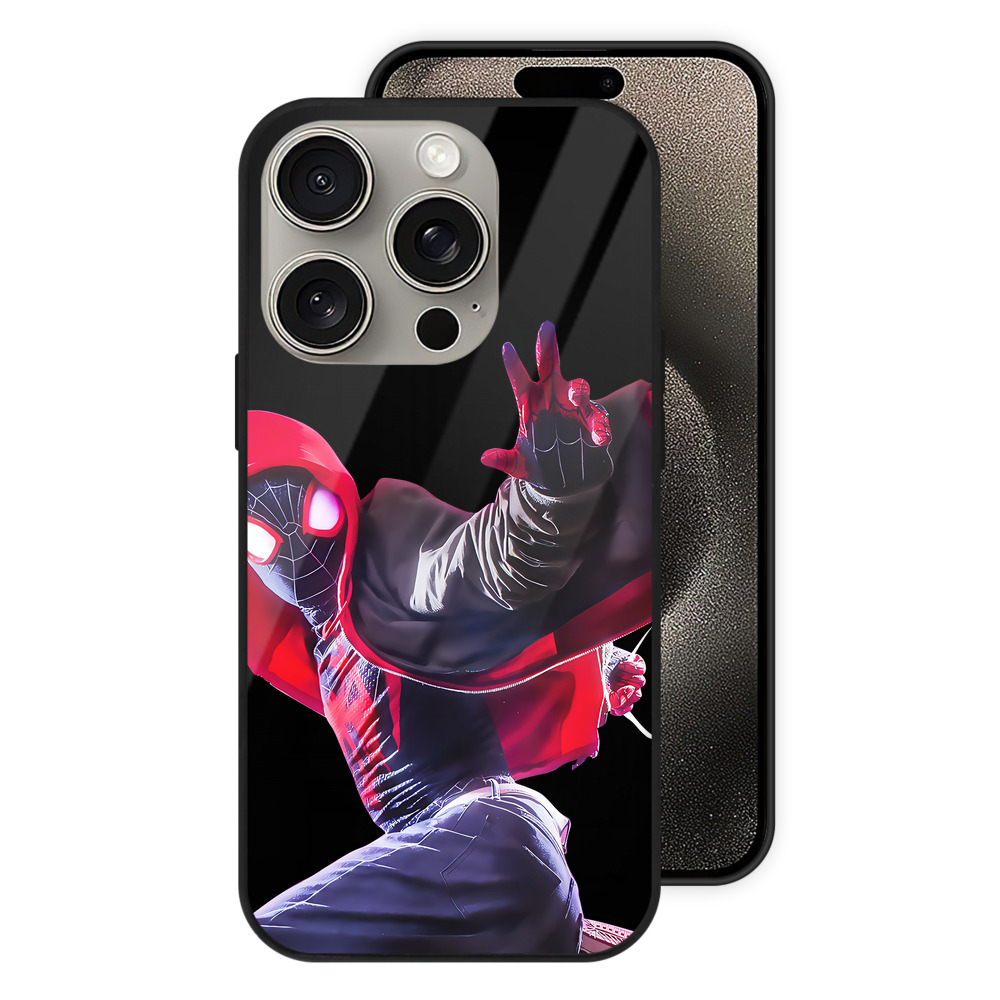 Spider Man スパイダーマン 【iPhone15Pro対応】スマホケース 耐衝撃＆黄変防止 背面ガラス