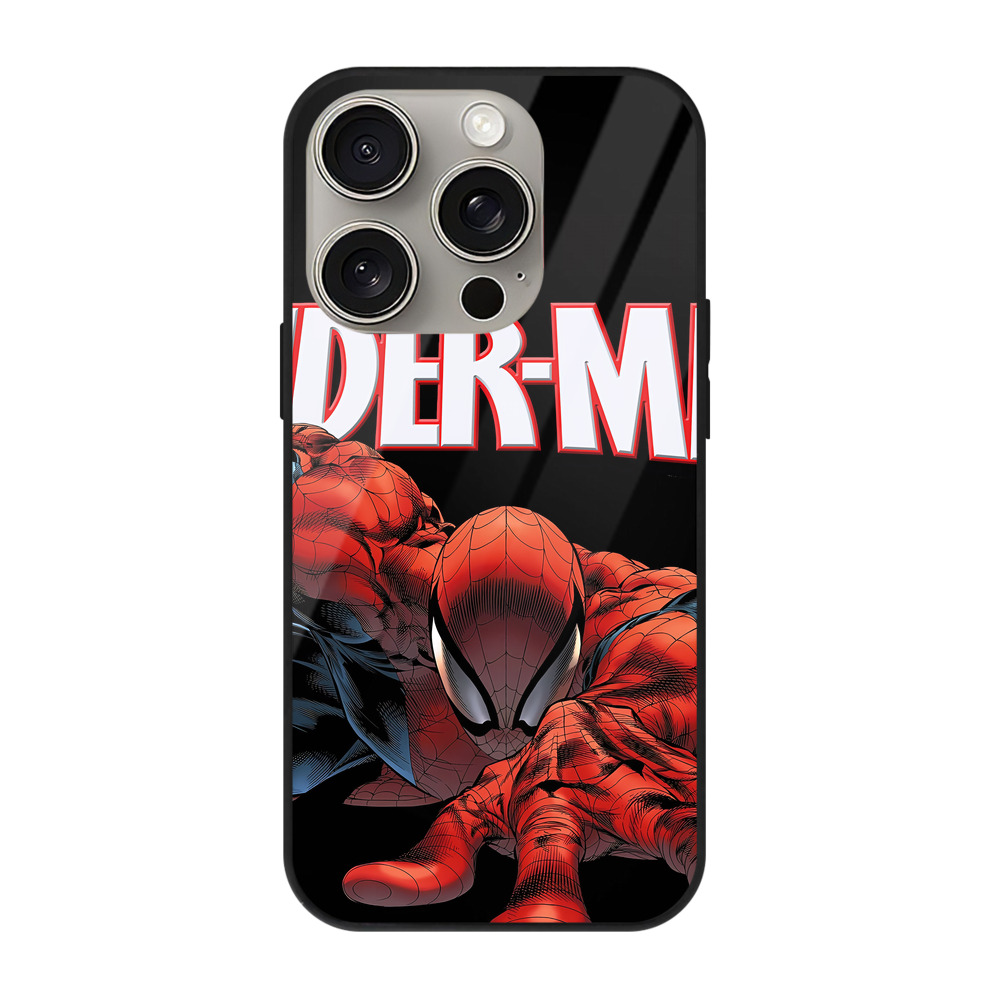 Spider Man スパイダーマン 【iPhone15Pro対応】スマホケース 耐衝撃＆黄変防止 背面ガラス