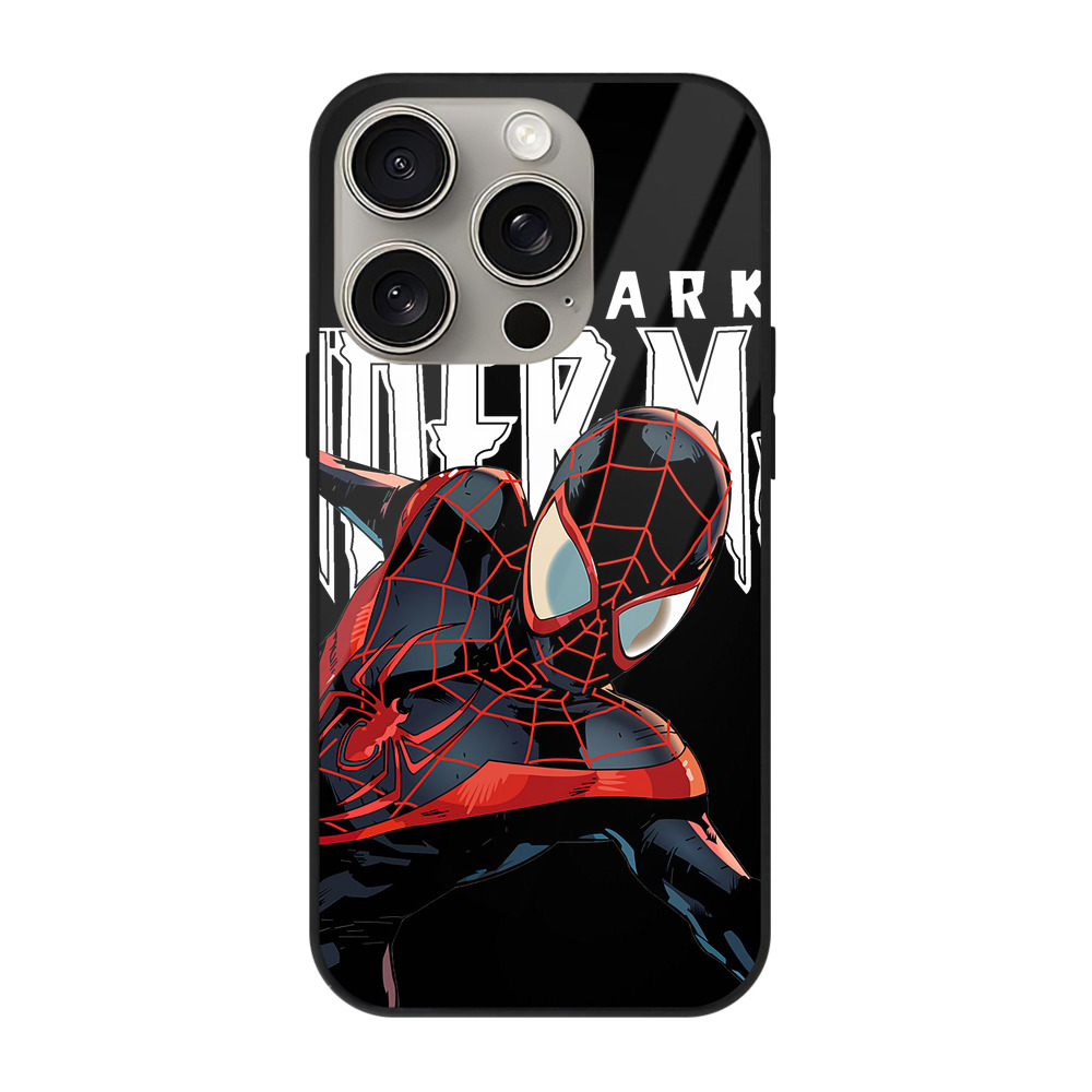 （画像用） Spider Man スパイダーマン 【iPhone15Pro対応】スマホケース 耐衝撃＆黄変防止 背面ガラス