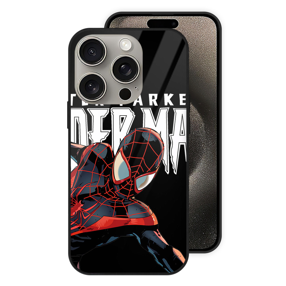 （画像用） Spider Man スパイダーマン 【iPhone15Pro対応】スマホケース 耐衝撃＆黄変防止 背面ガラス