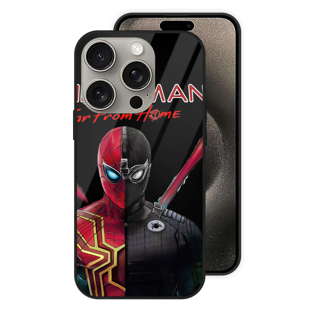 （画像用） Spider Man スパイダーマン 【iPhone15Pro対応】スマホケース 耐衝撃＆黄変防止 背面ガラス