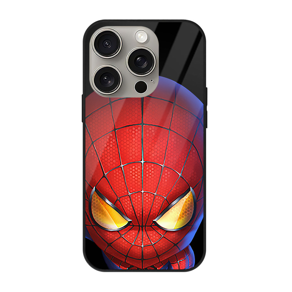 Spider Man スパイダーマン 【iPhone15Pro対応】スマホケース 耐衝撃＆黄変防止 背面ガラス