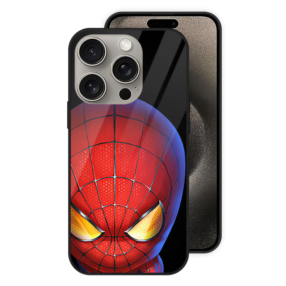Spider Man スパイダーマン 【iPhone15Pro対応】スマホケース 耐衝撃＆黄変防止 背面ガラス