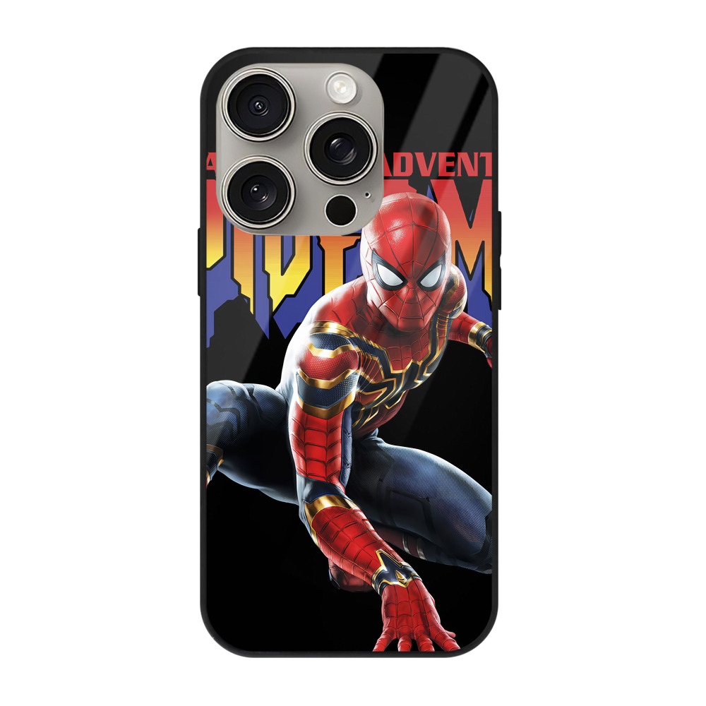 Spider Man スパイダーマン 【iPhone15Pro対応】スマホケース 耐衝撃＆黄変防止 背面ガラス