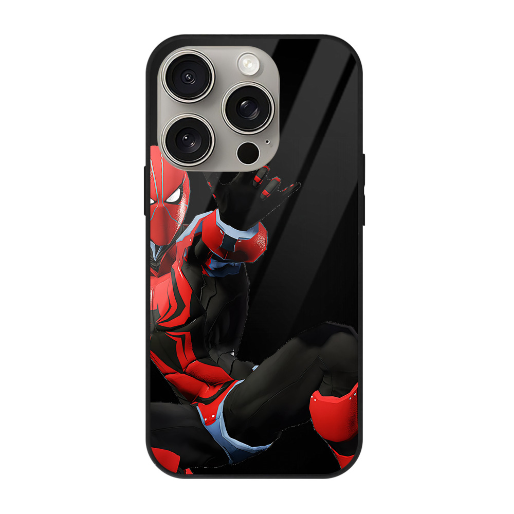 （画像用） Spider Man スパイダーマン 【iPhone15Pro対応】スマホケース 耐衝撃＆黄変防止 背面ガラス