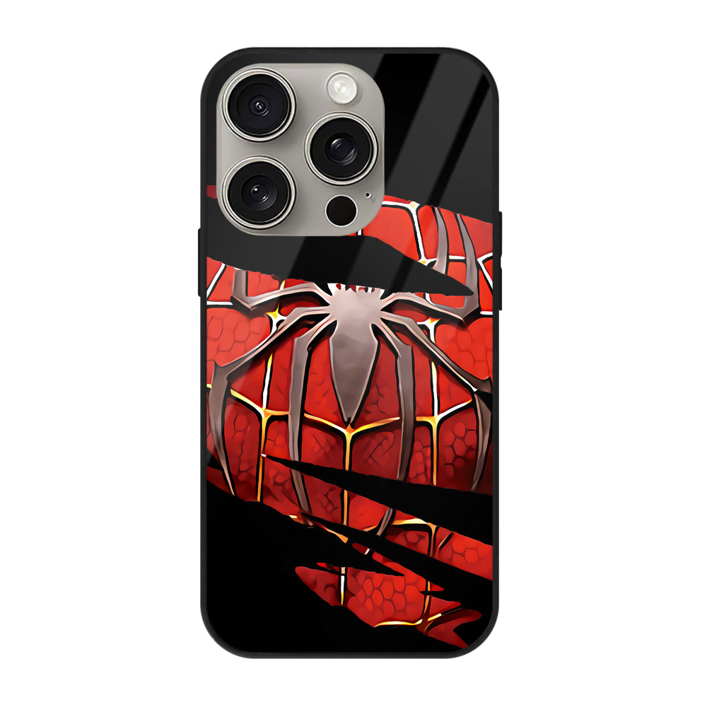 （画像用） Spider Man スパイダーマン 【iPhone15Pro対応】スマホケース 耐衝撃＆黄変防止 背面ガラス