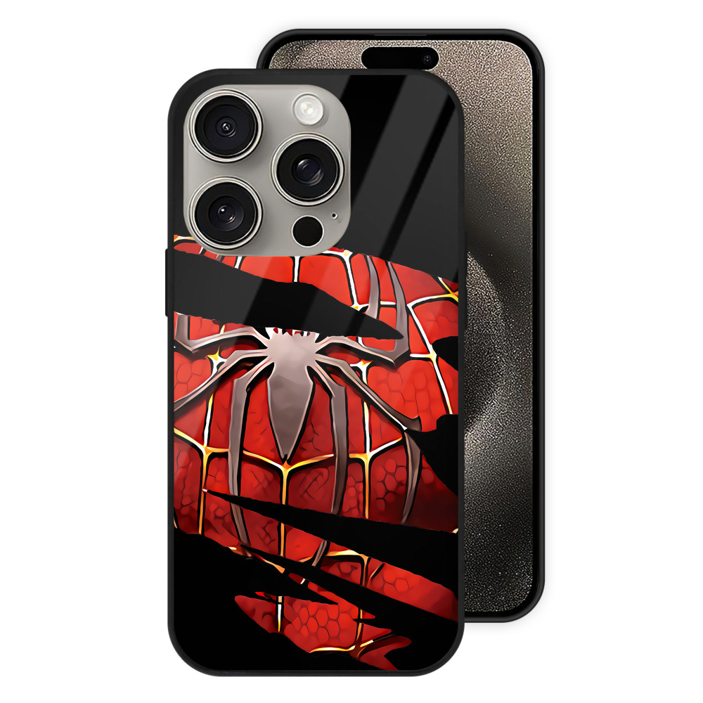 （画像用） Spider Man スパイダーマン 【iPhone15Pro対応】スマホケース 耐衝撃＆黄変防止 背面ガラス