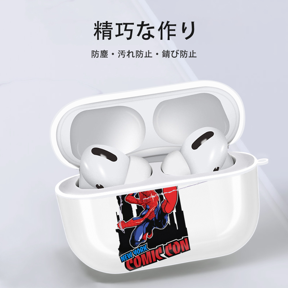 Spider Man スパイダーマン 【AirPods Pro用】ハードシェル保護ケース 耐衝撃・防指紋・カラビナ付き商品仕様