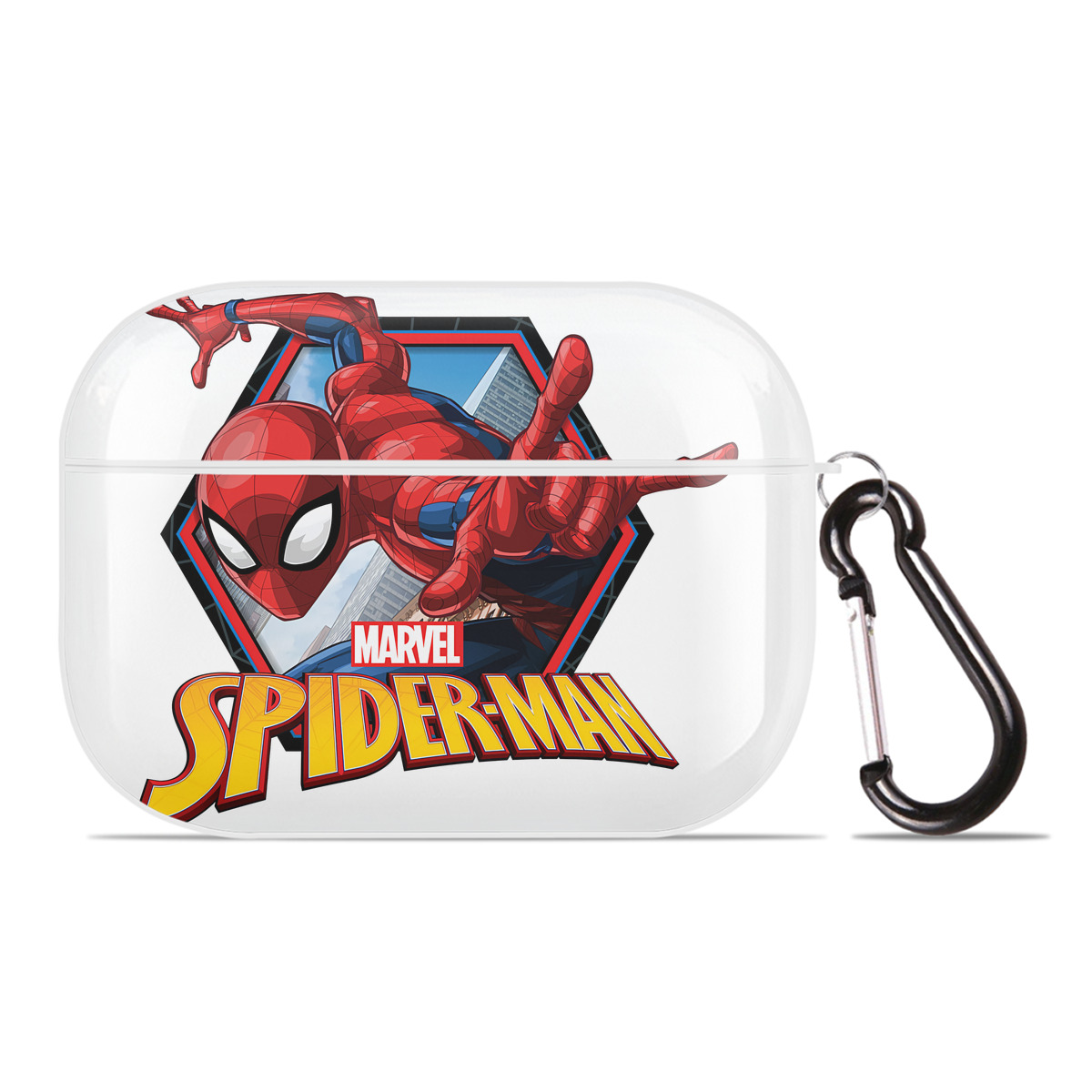 （画像用） Spider Man スパイダーマン 【AirPods Pro用】ハードシェル保護ケース 耐衝撃・防指紋・カラビナ付き商品仕様