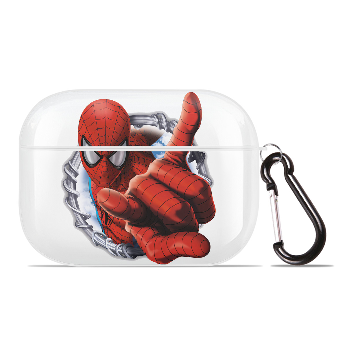 （画像用） Spider Man スパイダーマン 【AirPods Pro用】ハードシェル保護ケース 耐衝撃・防指紋・カラビナ付き商品仕様