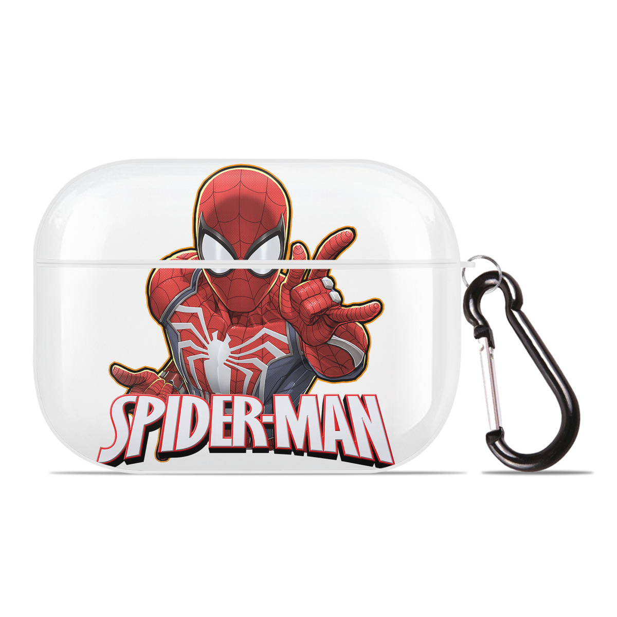 （画像用） Spider Man スパイダーマン 【AirPods Pro用】ハードシェル保護ケース 耐衝撃・防指紋・カラビナ付き商品仕様