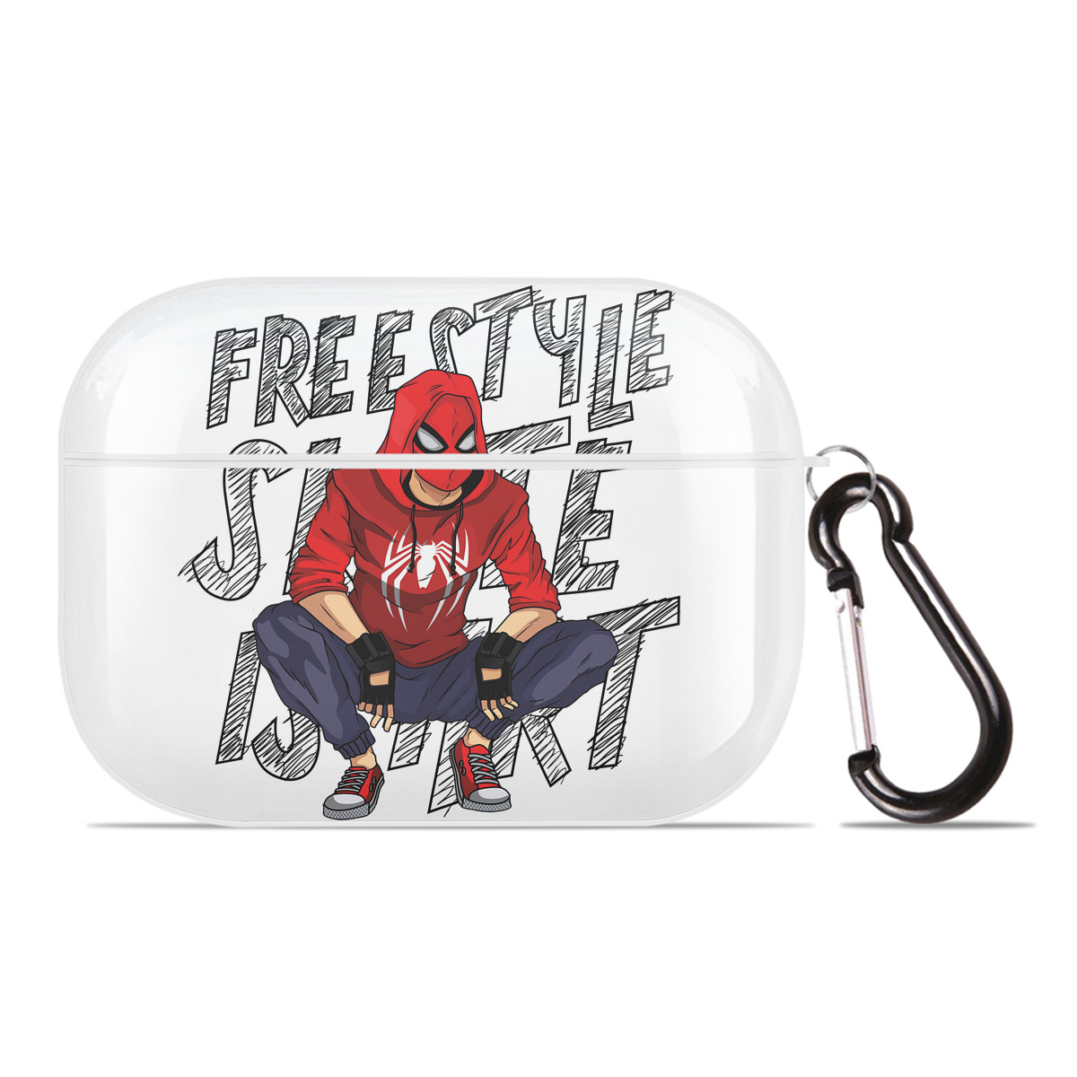 （画像用） Spider Man スパイダーマン 【AirPods Pro用】ハードシェル保護ケース 耐衝撃・防指紋・カラビナ付き商品仕様