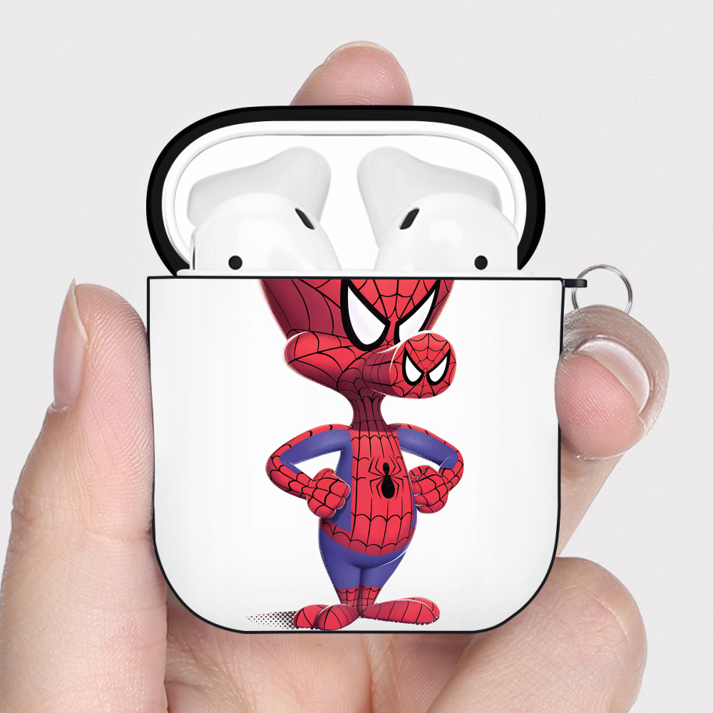 （画像用） Spider Man スパイダーマン AirPods 第2世代保護ケース ハードシェル ブラック 耐衝撃・防指紋・カラビナ付き