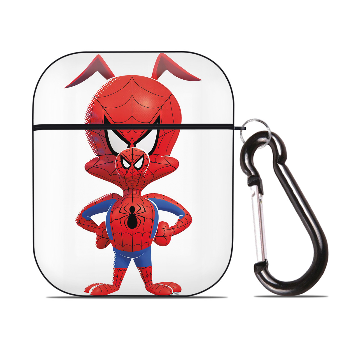 （画像用） Spider Man スパイダーマン AirPods 第2世代保護ケース ハードシェル ブラック 耐衝撃・防指紋・カラビナ付き